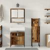 vidaXL Badezimmerm&ouml;bel-Set mit Regal mit T&uuml;r 3 pcs Braun Holzwerkstoff