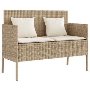 vidaXL Gartenbank mit Kissen Beige Poly Rattan