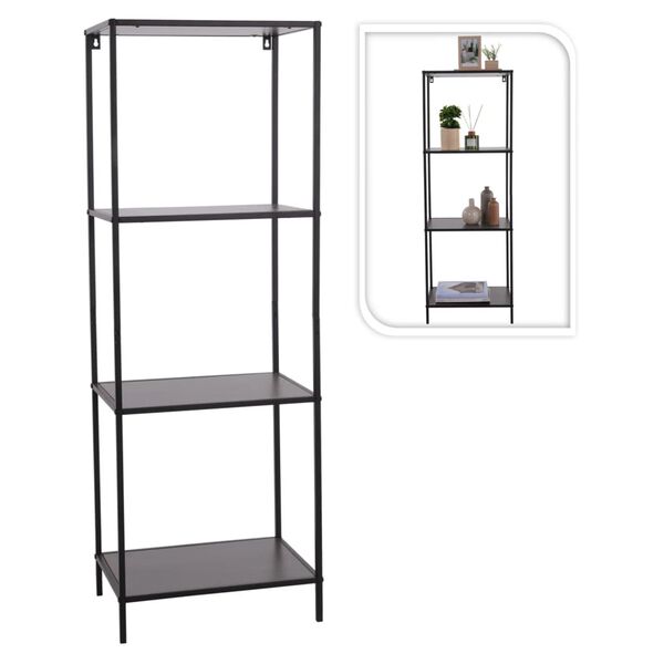 H&S Collection Standregal mit 3 B&ouml;den 45x30x130 cm Schwarz