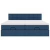 vidaXL Ottoman-Bett mit Matratzen & LEDs Blau 200x200 cm Stoff