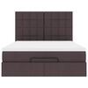 vidaXL Ottoman-Bett mit Matratze & LEDs Dunkelbraun 140x200 cm Stoff