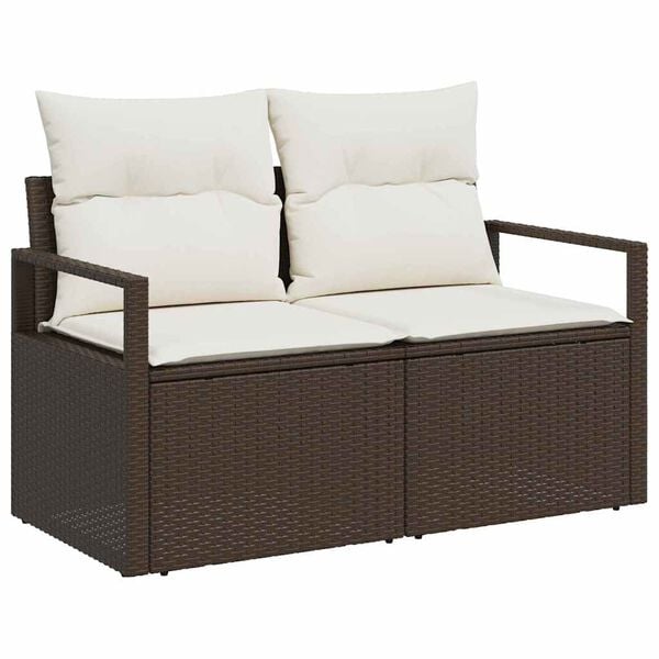 vidaXL Gartensofa-set mit Kissen mit Speicher 6 pcs Braun Poly Rattan
