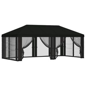 vidaXL Pavillon Dach mit Seitenw&auml;nden 6 x 3 m Schwarz Polyester 190