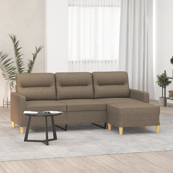 vidaXL 3-Sitzer-Sofa mit Hocker Taupe 180 cm Stoff