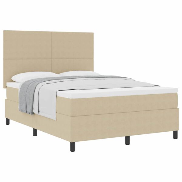 vidaXL Boxspringbett Hellgrau und Wei&szlig; 193 x 144 x 128 cm Cordstoff