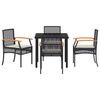 vidaXL Garten Essgruppe 5 pcs Schwarz Poly-Rattan