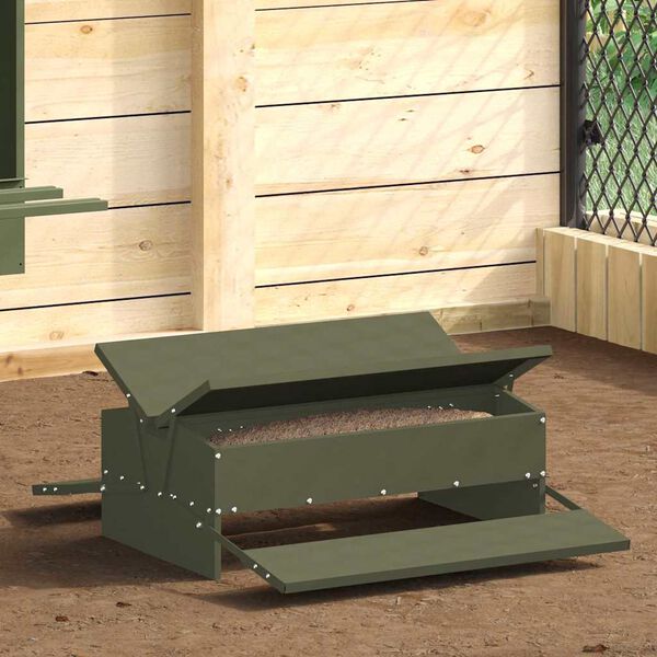 vidaXL H&uuml;hnertretfeeder Olive Gr&uuml;n 75 x 53 x 20,5 cm