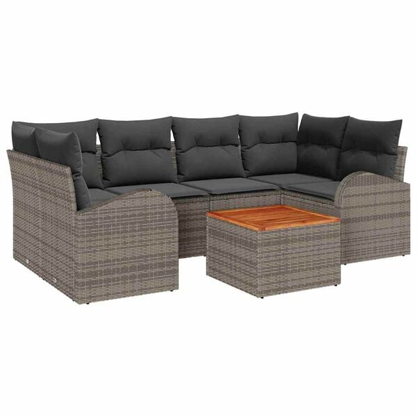 vidaXL Garten-Sofa-Set 7 pcs Grau Poly Rattan