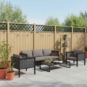 vidaXL 6-tlg. Garten-Lounge-Set mit Auflagen Poly Rattan Anthrazit
