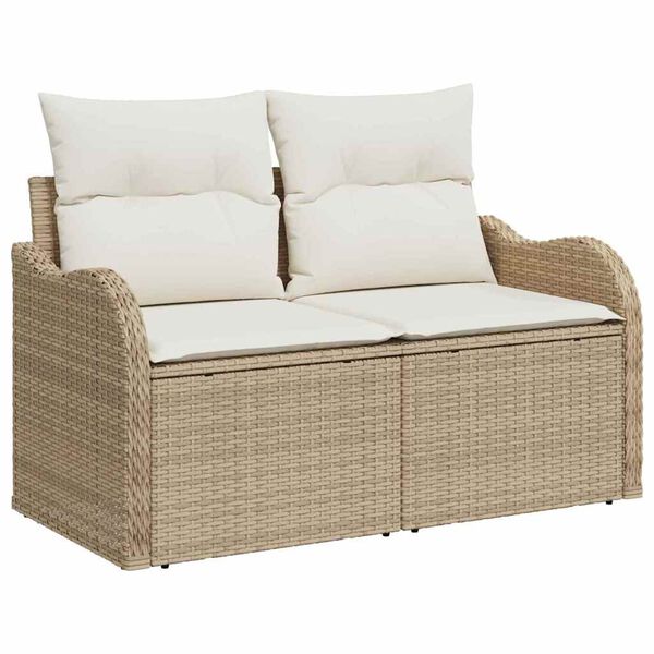 vidaXL Gartensofa-set Beige 55 x 55 x 37 cm Poly-Rattan