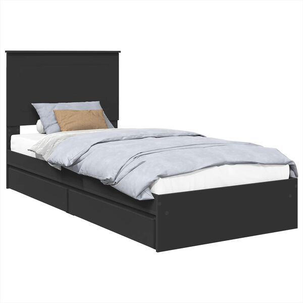 vidaXL Aufbewahrungsbett Schwarz 90 x 190 cm Holzwerkstoff