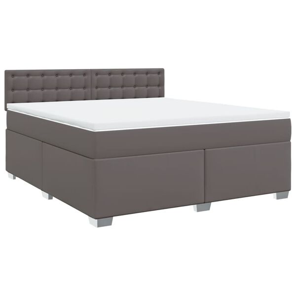 vidaXL Boxspringbett mit Matratze Grau 180x200 cm Kunstleder