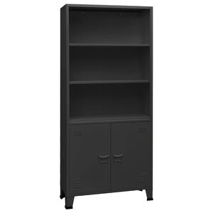 vidaXL B&uuml;cherregal im Industrie-Stil Anthrazit 80x32x180 cm Stahl