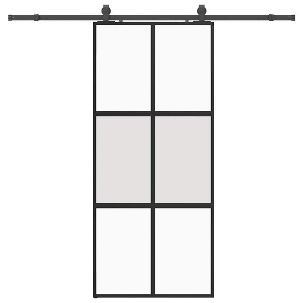 vidaXL Schiebet&uuml;r mit Beschlag Schwarz 90x205 cm Hartglas