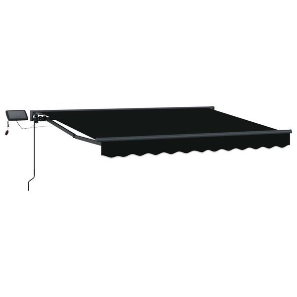 vidaXL Manueller Markisenrahmen mit LEDs Schwarz 3 x 2,5 m