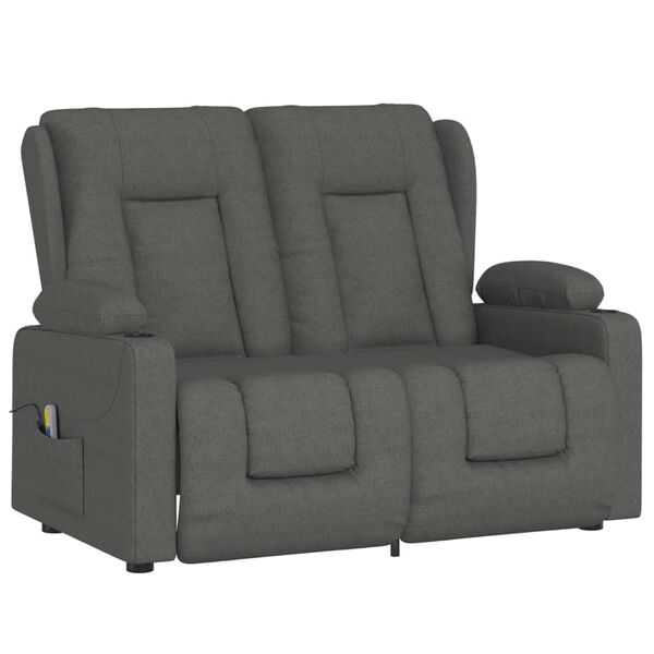 vidaXL 2-Sitzer Massagesessel mit Getr&auml;nkehalter Dunkelgrau Stoff