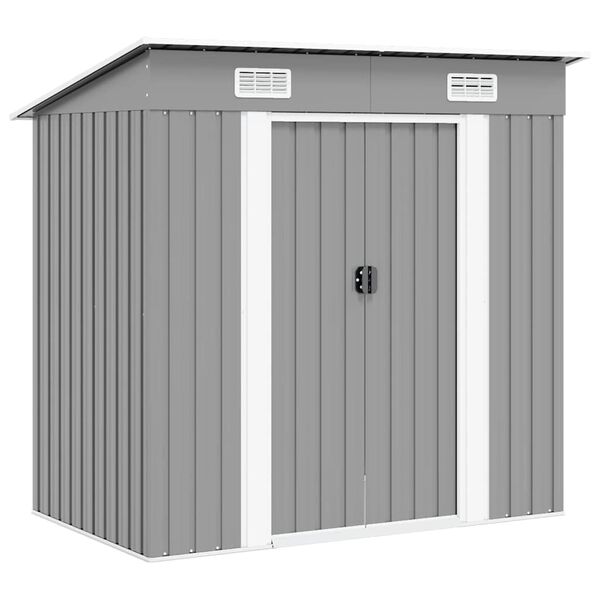 vidaXL Gartenschuppen Grau Metall