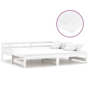 vidaXL Ausziehbares Tagesbett 2x(90x200) cm Wei&szlig; Massivholz Kiefer