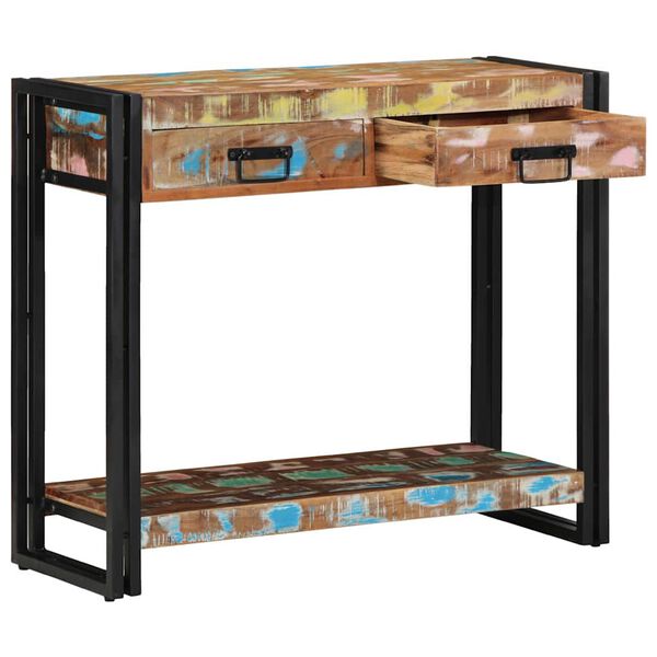 vidaXL Konsolentisch mit Regal Mehrfarbig Massives upgecyceltes Holz
