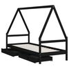 vidaXL Kinderbett mit Schubladen Schwarz 90x190 cm Massivholz Kiefer