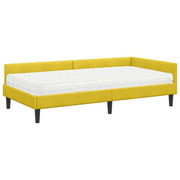 vidaXL Eckbettgestell mit Matratze Sonstiges 2 pcs Gelb Samt