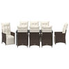 vidaXL Garten Essgruppe mit Kissen 9 pcs Braun Poly Rattan