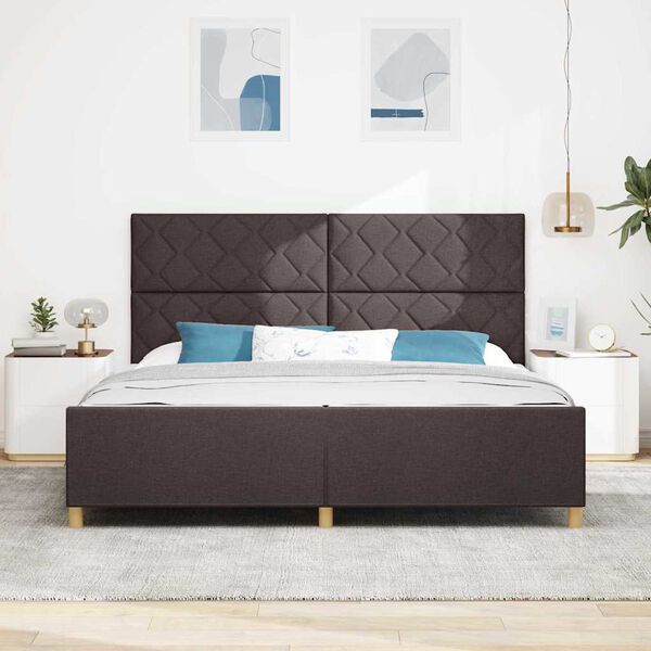 vidaXL Bettgestell mit Kopfteil Dunkelbraun 200 x 200 cm Stoff