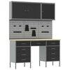 vidaXL Werkbank mit Schubladen 8 pcs Schwarz Ingenieure Holz und Stahl