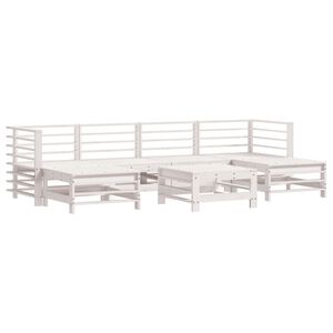vidaXL 7-tlg. Garten-Lounge-Set Wei&szlig; Massivholz Kiefer