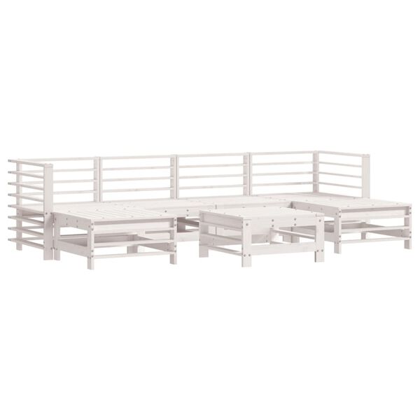 vidaXL 7-tlg. Garten-Lounge-Set Wei&szlig; Massivholz Kiefer