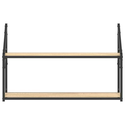 vidaXL Wandregal 2 Fächer Sonoma-Eiche 80x21x51 cm Holzwerkstoff