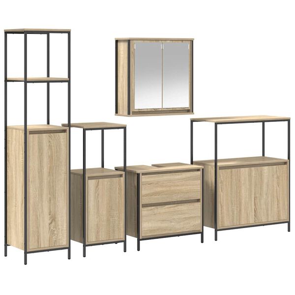 vidaXL Badezimmermöbel Set 5 pcs Beige 76,5 x 35 x 95 cm Holzwerkstoff