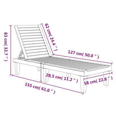 vidaXL Sonnenliegen 2 Stk. Schwarz 155x58x83 cm Polypropylen