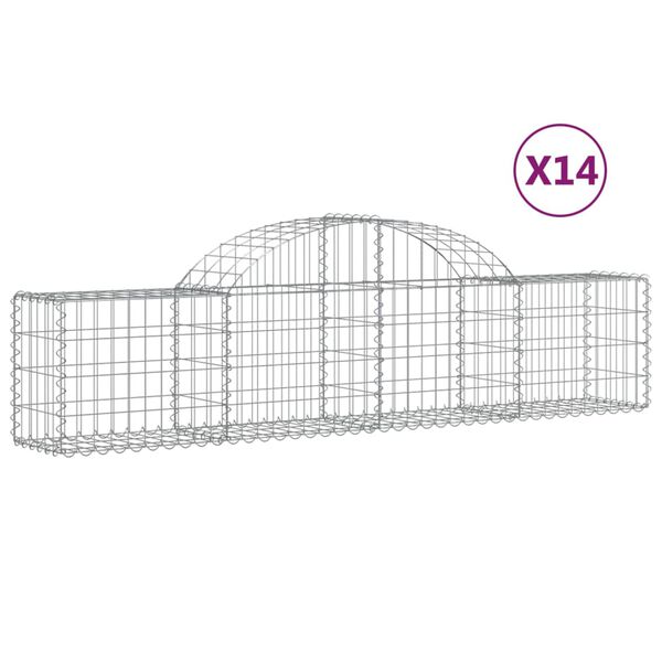 vidaXL Gabionen mit Hochbogen 14 Stk. 200x30x40/60 cm Verzinktes Eisen