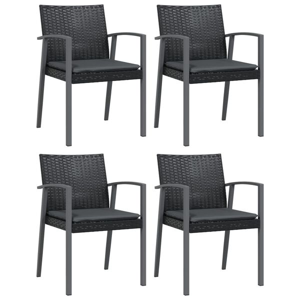 vidaXL 5-tlg. Garten-Essgruppe mit Kissen Poly Rattan und Stahl