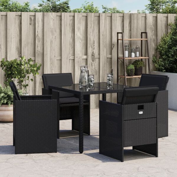 vidaXL Gartenstühle mit Kissen 4 Stk. Schwarz Poly Rattan