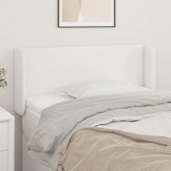 vidaXL Kopfteil mit Ohren Wei&szlig; 103x16x78/88 cm Kunstleder