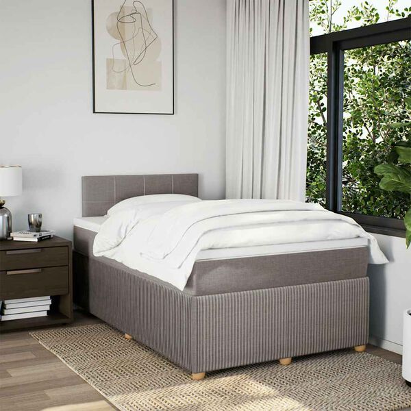 vidaXL Boxspringbett mit Matratze Taupe 120x200 cm Stoff