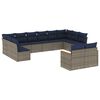 vidaXL 12-teiliges Gartensofa-Set mit Kissen, grau, Polyrattan