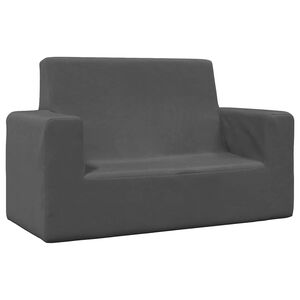 vidaXL Kindersofa 2-Sitzer Anthrazit Weich Pl&uuml;sch