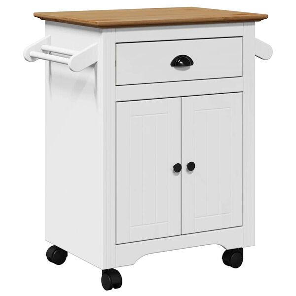 vidaXL K&uuml;chenwagen BODO Wei&szlig; und Braun 72x45x80 cm