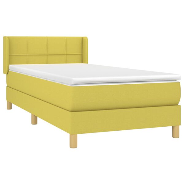 vidaXL Boxspringbett mit Matratze Gr&uuml;n 90x200 cm Stoff
