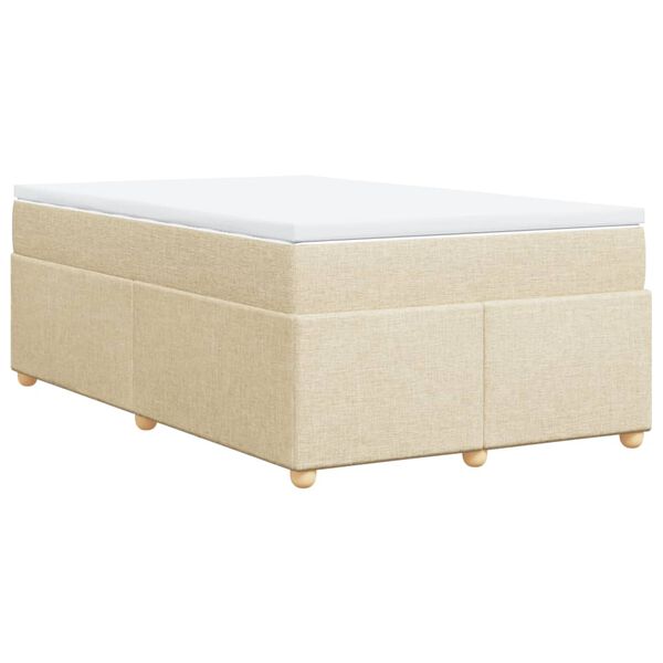vidaXL Boxspringbett mit Matratze Creme 120x190 cm Stoff