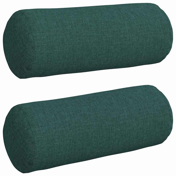 vidaXL Bolsterkissen 2 St&uuml;ck Dunkelgr&uuml;n &Oslash; 15 x 40 cm Stoff