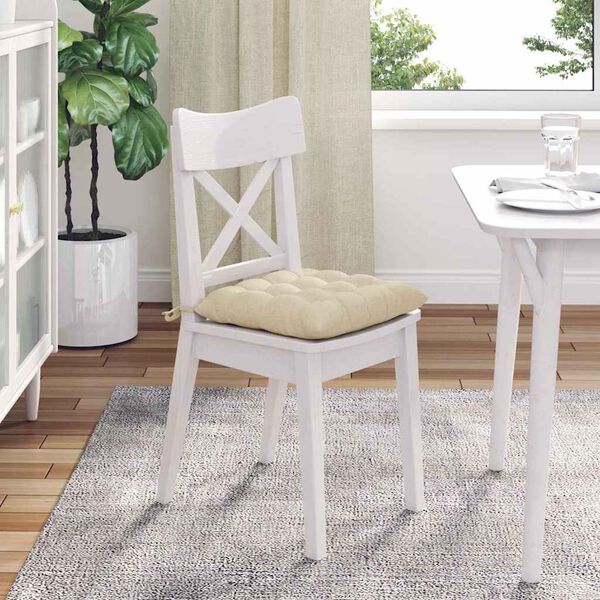 vidaXL Sitzkissen 2 pcs Creme 40 x 40 x 6 cm Stoff