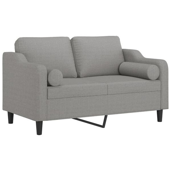 vidaXL 2-Sitzer-Sofa mit Kissen Hellgrau 120 cm Stoff