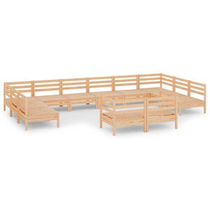 vidaXL 12-tlg. Garten-Lounge-Set Massivholz Kiefer