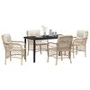 vidaXL Garten Essgruppe mit Kissen 5 pcs Beige Poly-Rattan