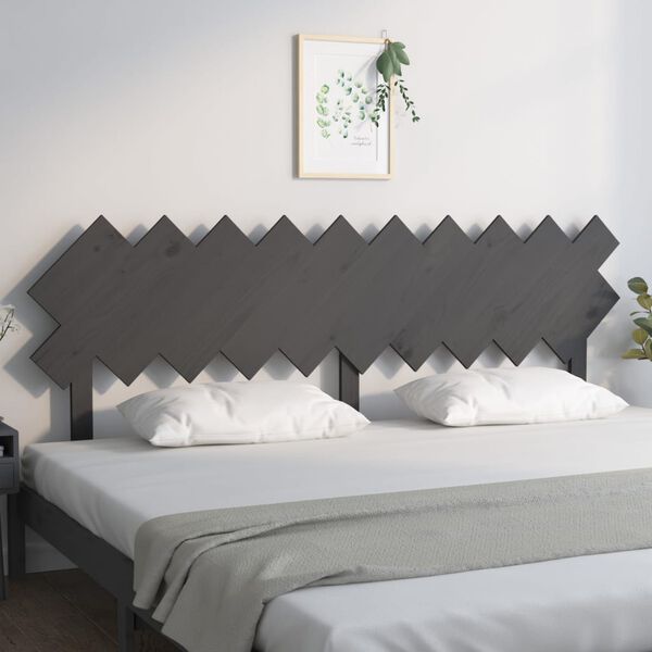 vidaXL Bett-Kopfteil Grau 196x3x80,5 cm Massivholz Kiefer