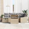 vidaXL Garten-Sofa-Set mit Kissen mit Speicher 7 pcs Beige Poly Rattan